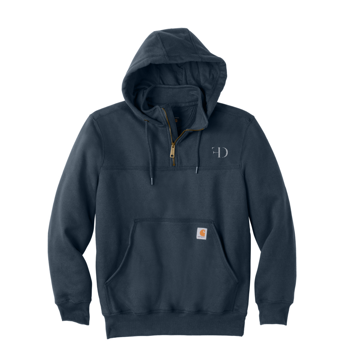 Carhartt  Rain Defender  Paxton Heavyweight Hooded Zip Mock Sweatshirt — New Navy